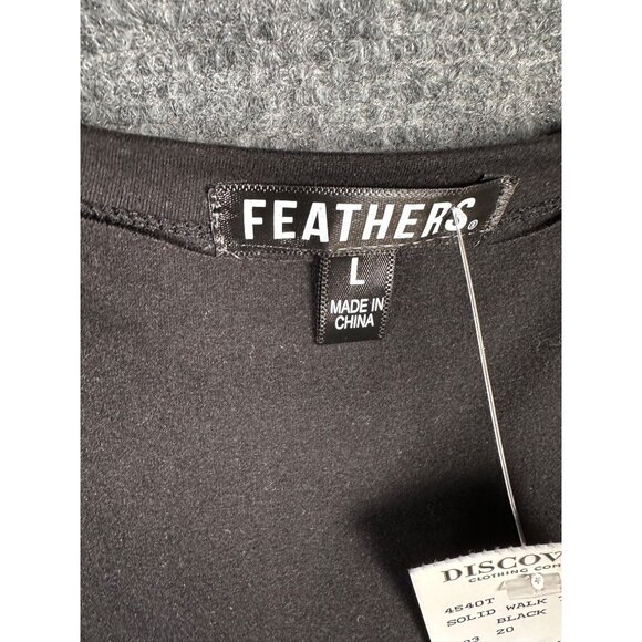 NWT Feathers Long High Low Dress Short Sleeve Top Large Black Twist Front Dancer - Picture 3 of 8